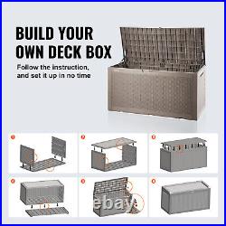 VEVOR 100 Gallon Outdoor Storage Deck Box Resin Patio Organizer Cabinet Bench