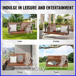 VEVOR 5 ft Porch Swing Bench Wooden Hanging Outdoor Garden Patio Courtyard Brown