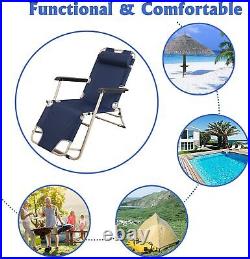 VILOBOS 2PC Patio Chaise Lounge Chair Folding Pool Yard Garden Reclining Seat