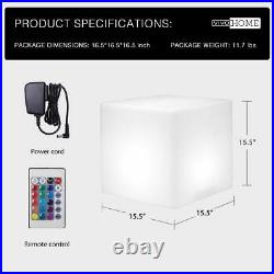 VIVOHOME 16 Cube LED RGB Light Stool Outdoor Garden Patio Yard Table Chair Seat