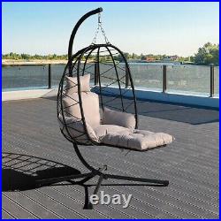 VIXLON Hanging Egg Chair with Stand & Leg Rest Outdoor Swinging Chair Indoor