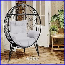 VIXLON Outdoor Patio Wicker Oversized Lounger Teardrop Egg Chair withStand Cushion