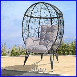 VIXLON Outdoor Patio Wicker Oversized Lounger Teardrop Egg Chair withStand Cushion