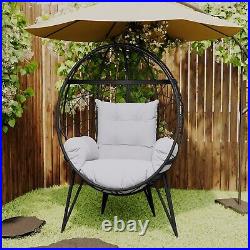 VIXLON Outdoor Patio Wicker Oversized Lounger Teardrop Egg Chair withStand Cushion