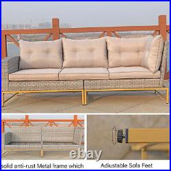 VIXLON Outdoor Patio Wicker Rattan Furniture Sectional Sofa Set Conversation