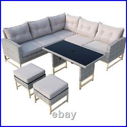 VIXLON Outdoor Patio Wicker Rattan Furniture Sectional Sofa Set Conversation