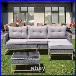 VIXLON Rattan Patio Furniture Set PE Wicker Outdoor Sectional Sofa Set withCushion