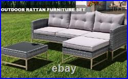 VIXLON Rattan Patio Furniture Set PE Wicker Outdoor Sectional Sofa Set withCushion