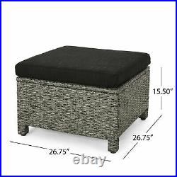 Venice Outdoor Wicker Ottoman with Cushion, Set of 2