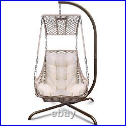 Vertical swing egg chair with bracket for indoor outdoor 350 pound capacity