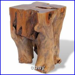 VidaXL 11.8 Wide Solid Teak Wooden Log Stool Resin Chair Side Table Handmade
