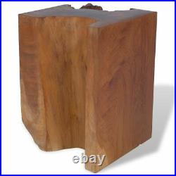 VidaXL 11.8 Wide Solid Teak Wooden Log Stool Resin Chair Side Table Handmade
