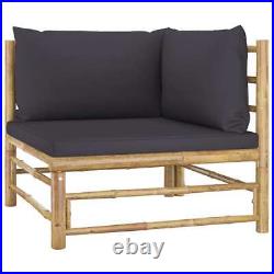 VidaXL 2 Piece Patio Lounge Set with Dark Gray Cushions Bamboo