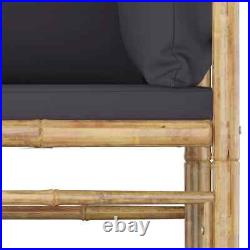 VidaXL 2 Piece Patio Lounge Set with Dark Gray Cushions Bamboo