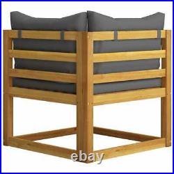 VidaXL 2 Piece Sofa Set with Dark Gray Cushions Solid Acacia Wood US