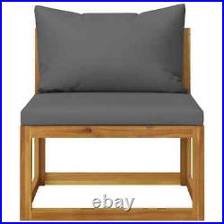 VidaXL 2 Piece Sofa Set with Dark Gray Cushions Solid Acacia Wood US