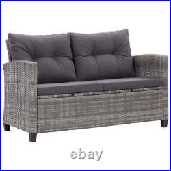 VidaXL 2-Seater Patio Sofa with Cushions Gray 48.8 Poly Rattan UTB