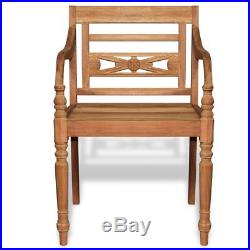 VidaXL 2 pc Teak Wood Dining Arm Chair Outdoor Garden Patio Furniture Batavia