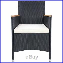 VidaXL 2x Garden Chairs Poly Rattan Wicker Black Outdoor Dining Chairs Patio