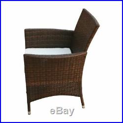 VidaXL 2x Garden Chairs Poly Rattan Wicker Brown Patio Outdoor Furniture Seat