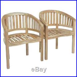 VidaXL 2x Teak Wood Chair Banana Shape Seating Wooden Garden Furniture Patio