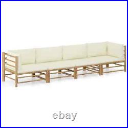 VidaXL 4 Piece Patio Lounge Set with Cream White Cushions Bamboo AP