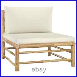 VidaXL 4 Piece Patio Lounge Set with Cream White Cushions Bamboo AP