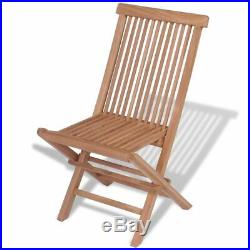VidaXL 4x Solid Teak Wood Outdoor Folding Chairs Brown Seat Garden Furniture