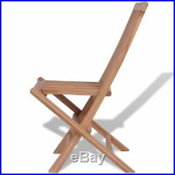 VidaXL 4x Solid Teak Wood Outdoor Folding Chairs Brown Seat Garden Furniture