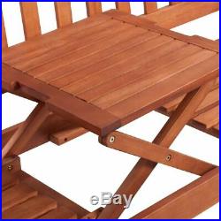 VidaXL Acacia Wood Garden Bench with Integrated Pop-Up Table Outdoor Patio