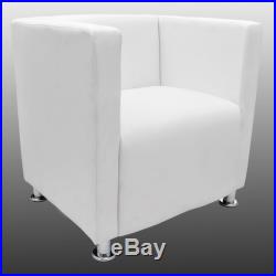 VidaXL Armchair Club White Artificial Leather Modern Tub Design Seating Home