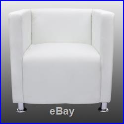 VidaXL Armchair Club White Artificial Leather Modern Tub Design Seating Home
