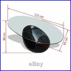 VidaXL Coffee Table Fiberglass Glass Top High Gloss White/Black Oval/Round