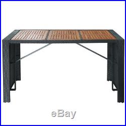 VidaXL Garden Bar Set 13 Piece Poly Rattan Wicker Acacia Wood Outdoor Table