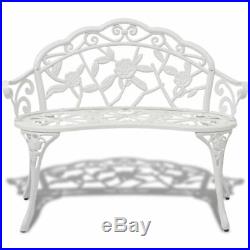 VidaXL Garden Bench 39.4 Cast Aluminum Outdoor Rose Porch Chair White/Green