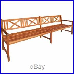 VidaXL Garden Bench with Armrest Wooden 4-Seater Outdoor Patio Seating Park