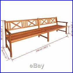 VidaXL Garden Bench with Armrest Wooden 4-Seater Outdoor Patio Seating Park