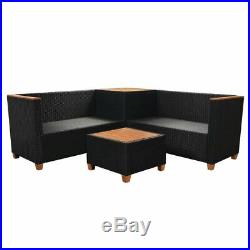 VidaXL Garden Sofa Set 14 Pieces Wicker Poly Rattan Black WPC Outdoor Lounge