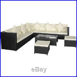 VidaXL Garden Sofa Set 29 Piece Poly Rattan Wicker Black Sectional Sofa Couch