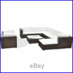 VidaXL Garden Sofa Set 32 Pieces Wicker Poly Rattan Brown Outdoor Lounge Seat