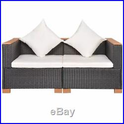 VidaXL Garden Sofa Set 6 Piece Wicker Poly Rattan WPC Outdoor Lounge Seat