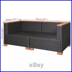 VidaXL Garden Sofa Set 6 Piece Wicker Poly Rattan WPC Outdoor Lounge Seat