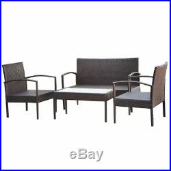 VidaXL Garden Sofa Set 7 Pieces Wicker Poly Rattan Brown Chair Furniture Table