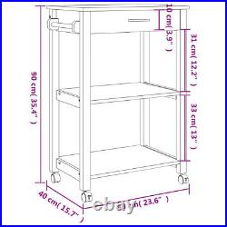 VidaXL Kitchen Trolley MONZA 23.6x15.7x35.4 Solid Wood Pine