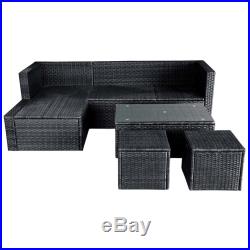 VidaXL Outdoor Corner Sofa Set Wicker Poly Rattan Black Couch Garden Furniture