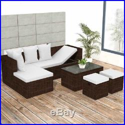 VidaXL Outdoor Corner Sofa Set Wicker Poly Rattan Brown Couch Garden Furniture