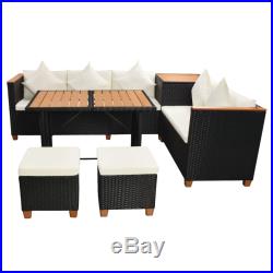 VidaXL Outdoor Dining Set 22 Piece Wicker Poly Rattan WPC Garden Lounge Seat