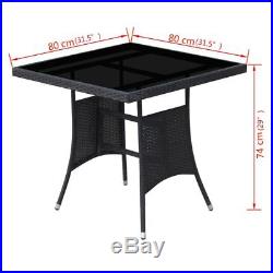 VidaXL Outdoor Dining Set Poly Rattan Wicker Black Garden Seater 4 Chair Table