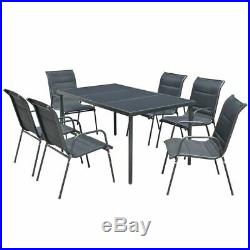VidaXL Outdoor Dining Set Table and Chairs 7 Piece Textilene Patio Furniture