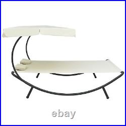 VidaXL Outdoor Lounge Bed with Canopy and Pillows Cream White